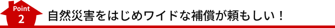 自然災害をはじめワイドな補償が頼もしい!
